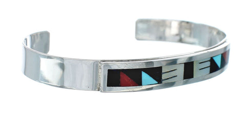 Zuni Sterling Silver Multicolor Inlay Cuff Bracelet NN20158